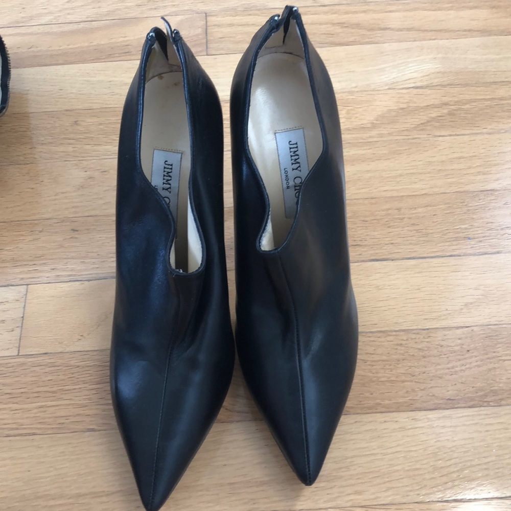Jimmy Choo black leather bootie. Near perfect.